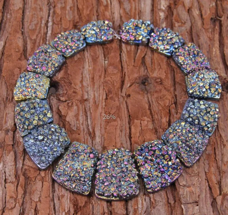 HQ Sea Sediment Stone Graduated Flat Square Bead Strand (17-35x25-28mm)