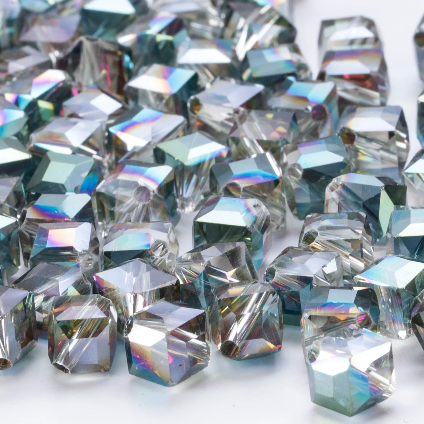 20Pcs Cube Glass AB Spacer Beads