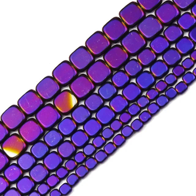 4/6/8mm Flat Square Hematite Spacer Bead Strand