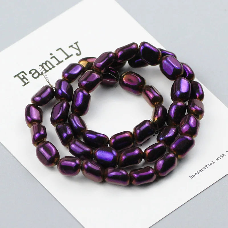 Black Hematite Irregular Barrel Magnetic Bead Strand