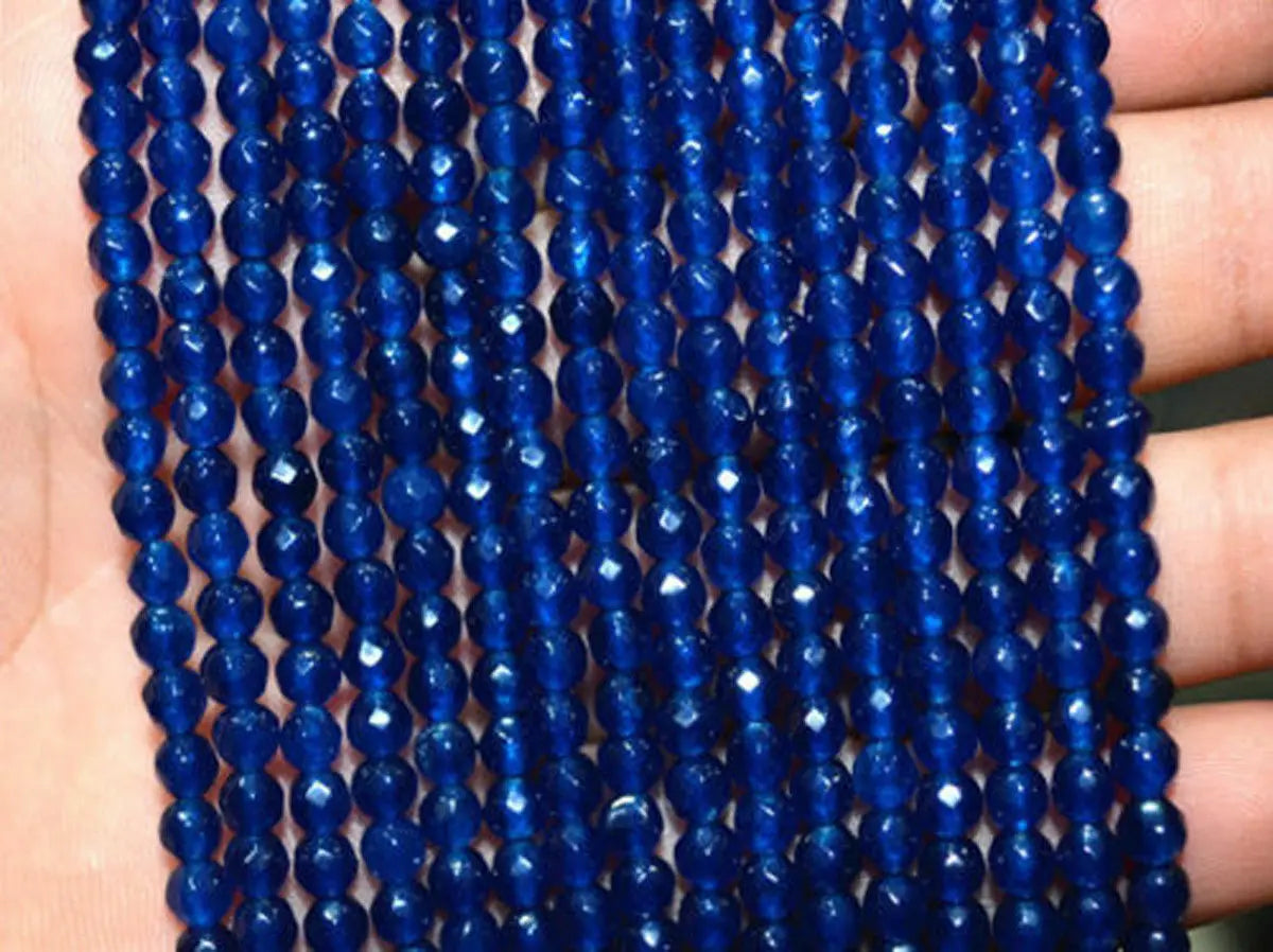 6mm HQ Faceted Dark Blue Sapphire Beads (15" Strand)