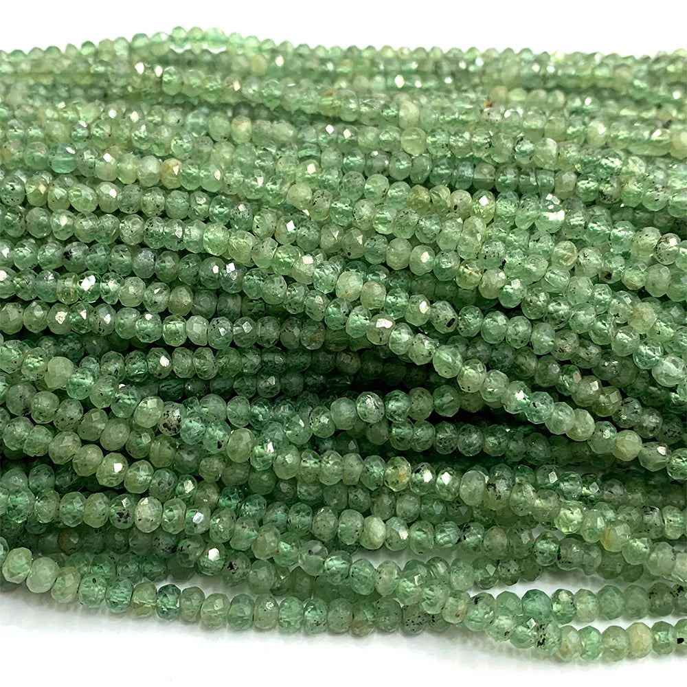 Natural Green Kyanite Faceted Small Rondelle Bead Strand (3-4mm)