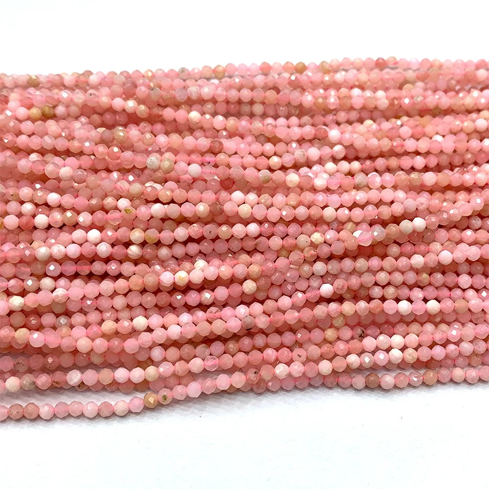 Natural Faceted Pink Opal Bead Strand