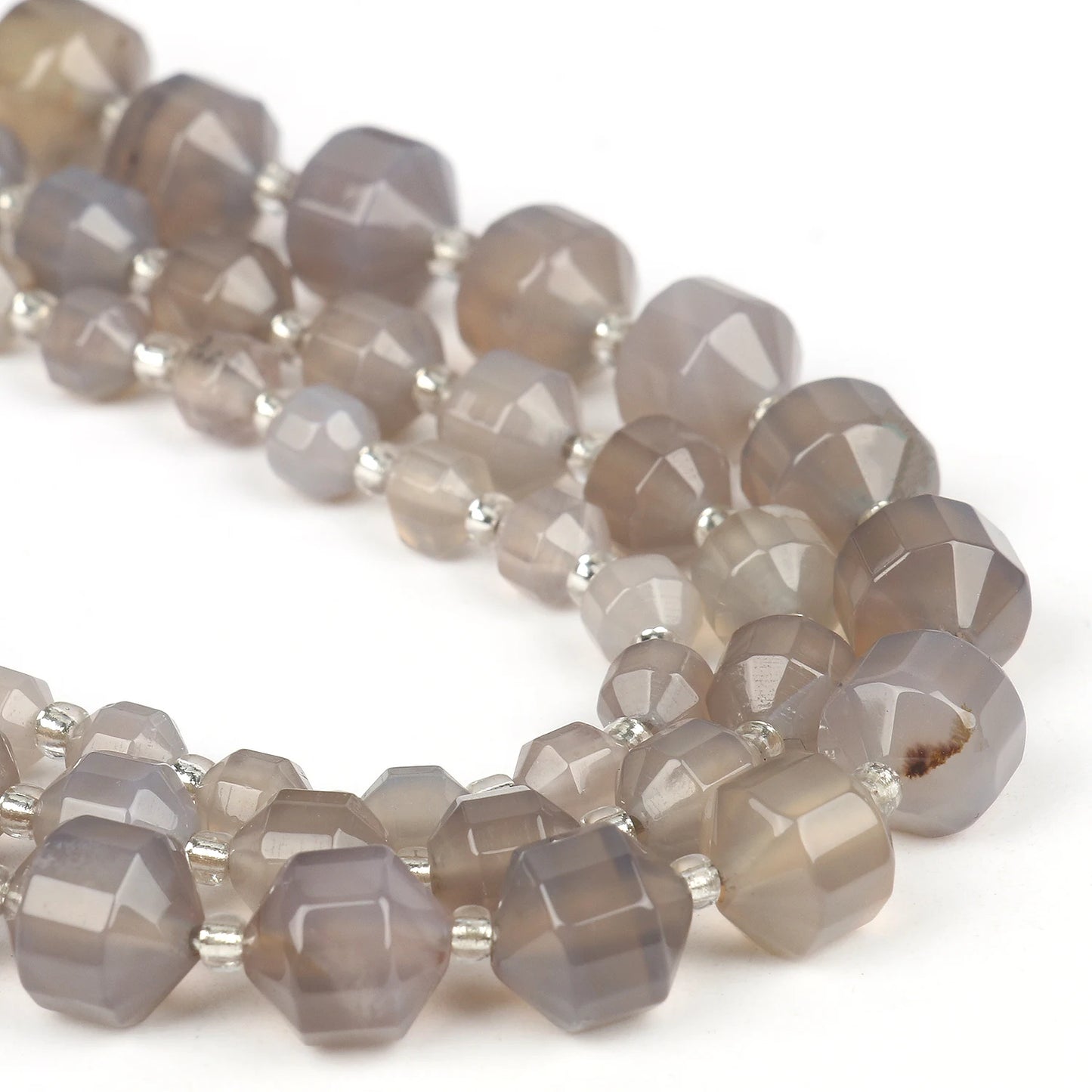 HQ Natural Gray Agate Olive Bead Strand