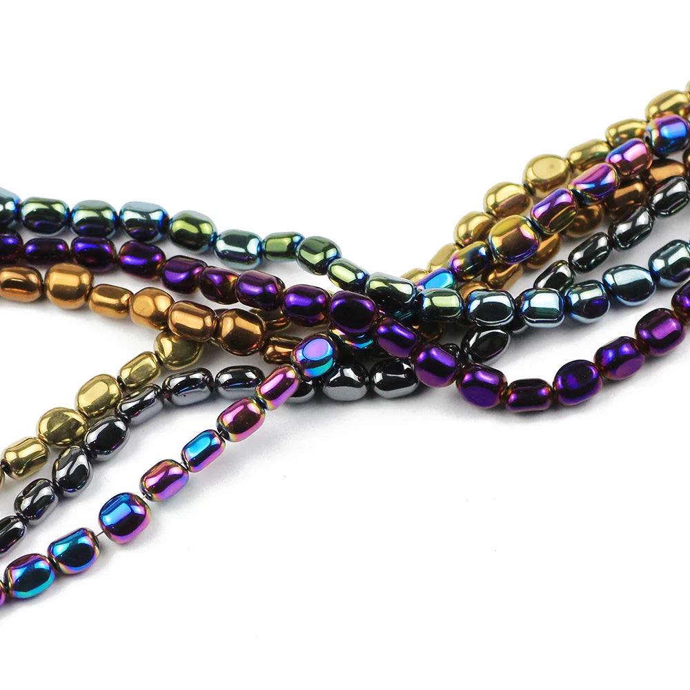 Black Hematite Irregular Barrel Magnetic Bead Strand