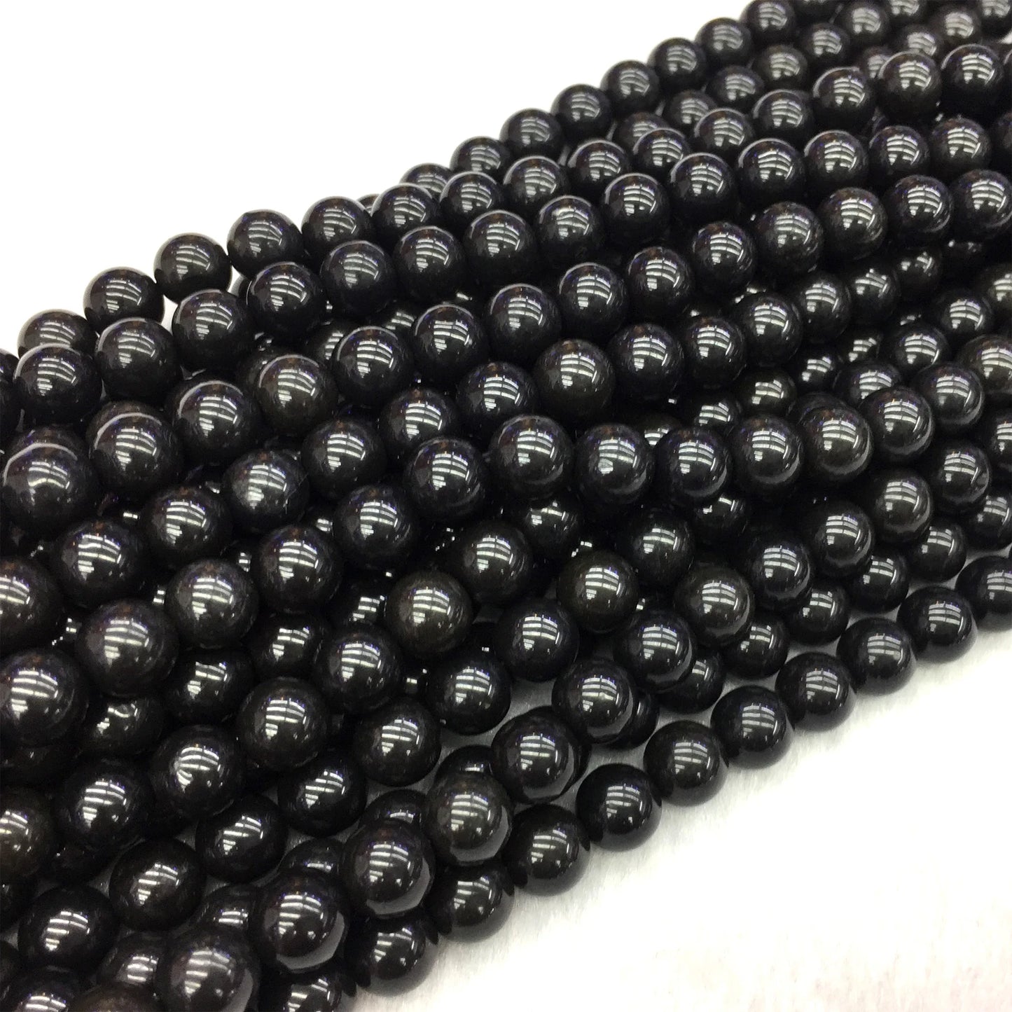 Natural Black Jade Bead Strand