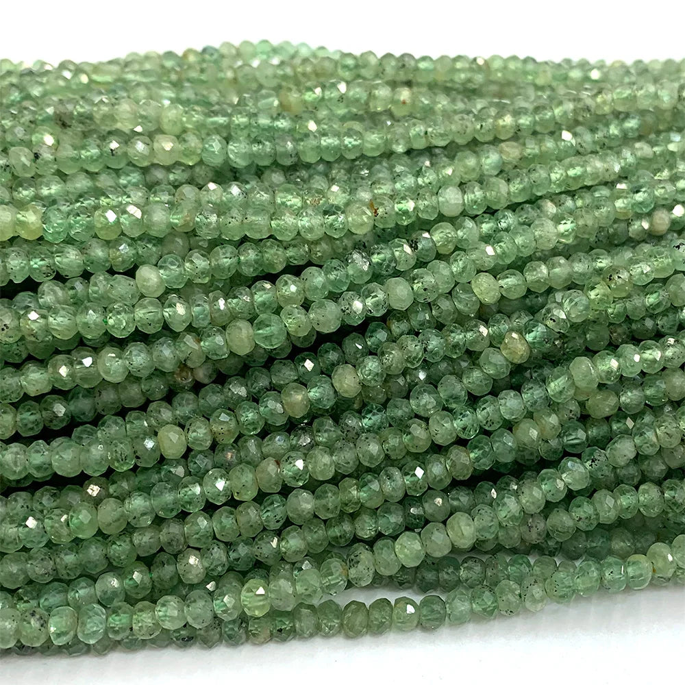 Natural Green Kyanite Faceted Small Rondelle Bead Strand (3-4mm)