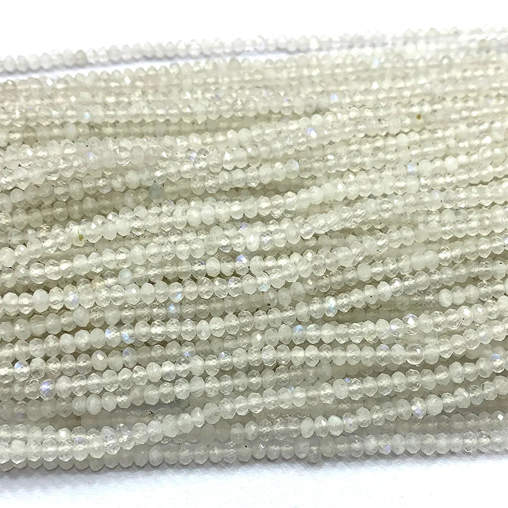 Natural Moonstone Faceted Small Rondelle Bead Strand
