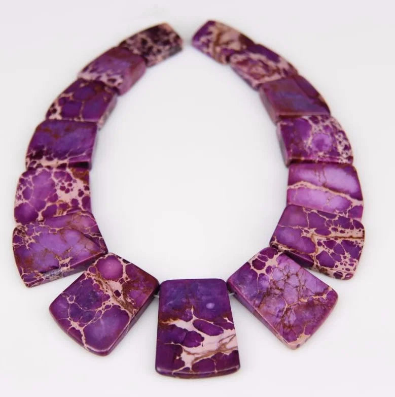 HQ Sea Sediment Stone Graduated Flat Square Bead Strand (17-35x25-28mm)