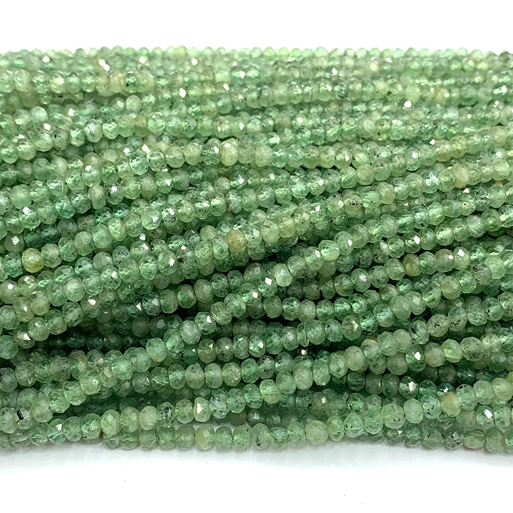 Natural Green Kyanite Faceted Small Rondelle Bead Strand (3-4mm)
