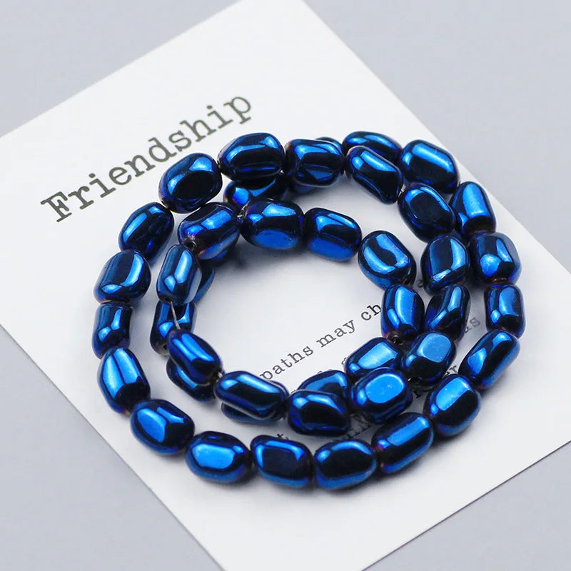 Black Hematite Irregular Barrel Magnetic Bead Strand