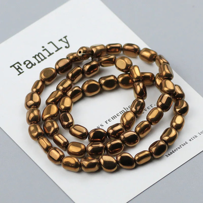 Black Hematite Irregular Barrel Magnetic Bead Strand
