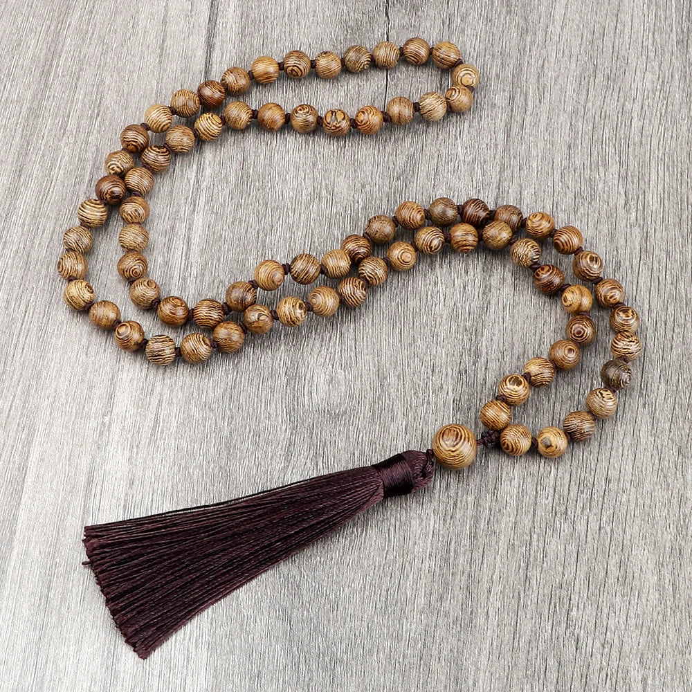 6/8mm Wooden Mala Beads Necklace
