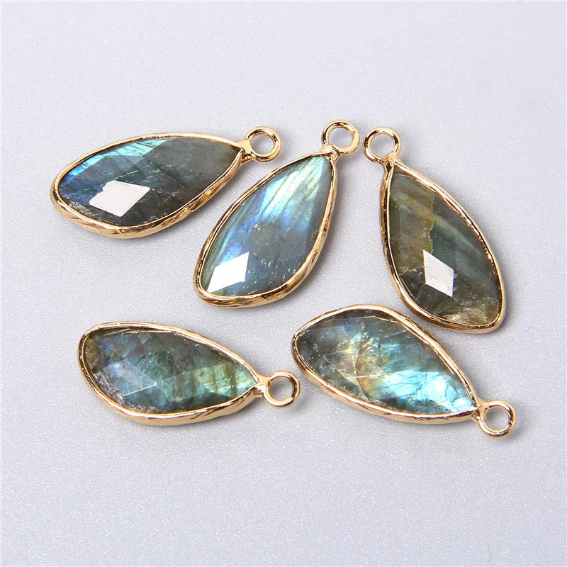 2 Pack Natural Stone Teardrop Pendant
