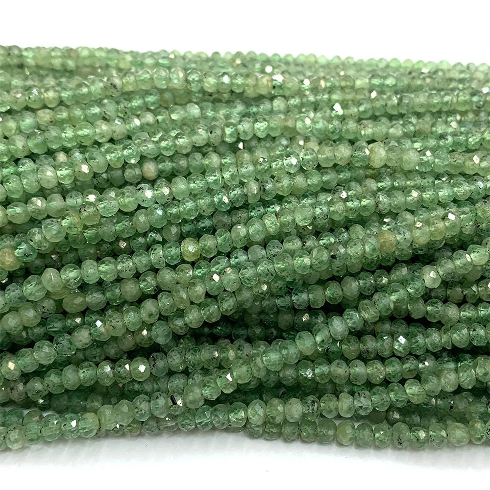 Natural Green Kyanite Faceted Small Rondelle Bead Strand (3-4mm)
