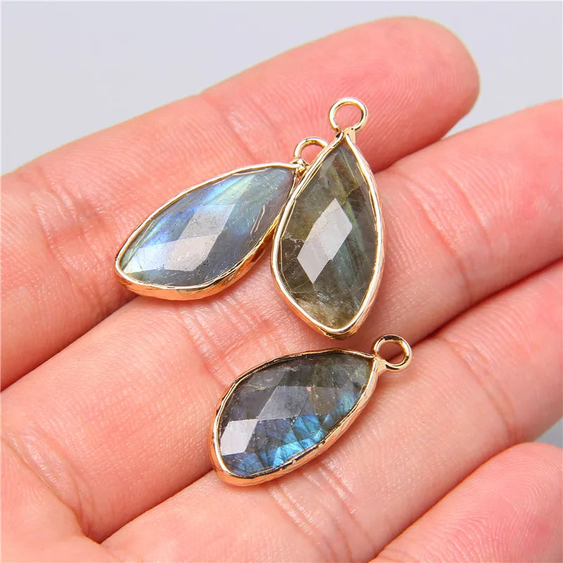2 Pack Natural Stone Teardrop Pendant