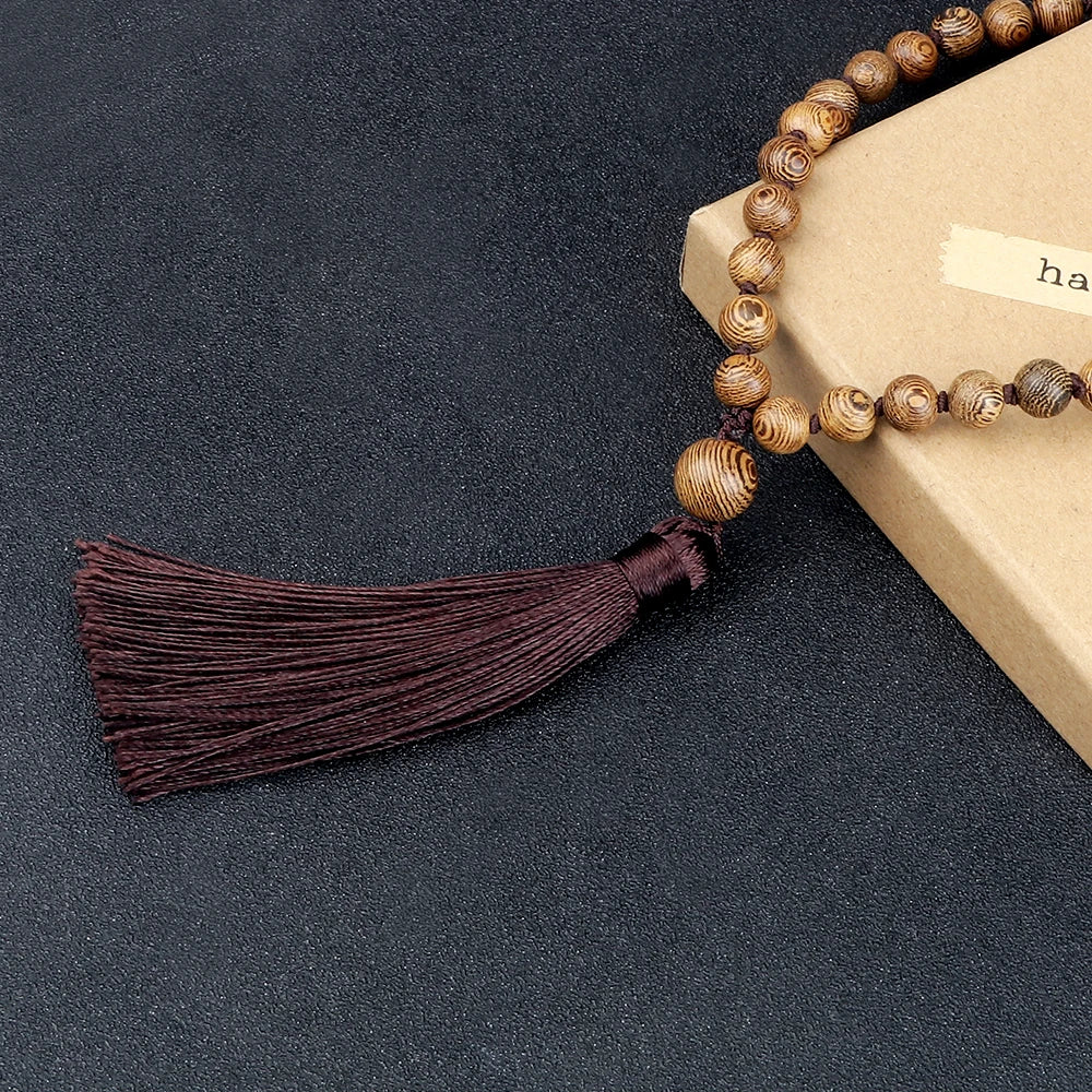 6/8mm Wooden Mala Beads Necklace