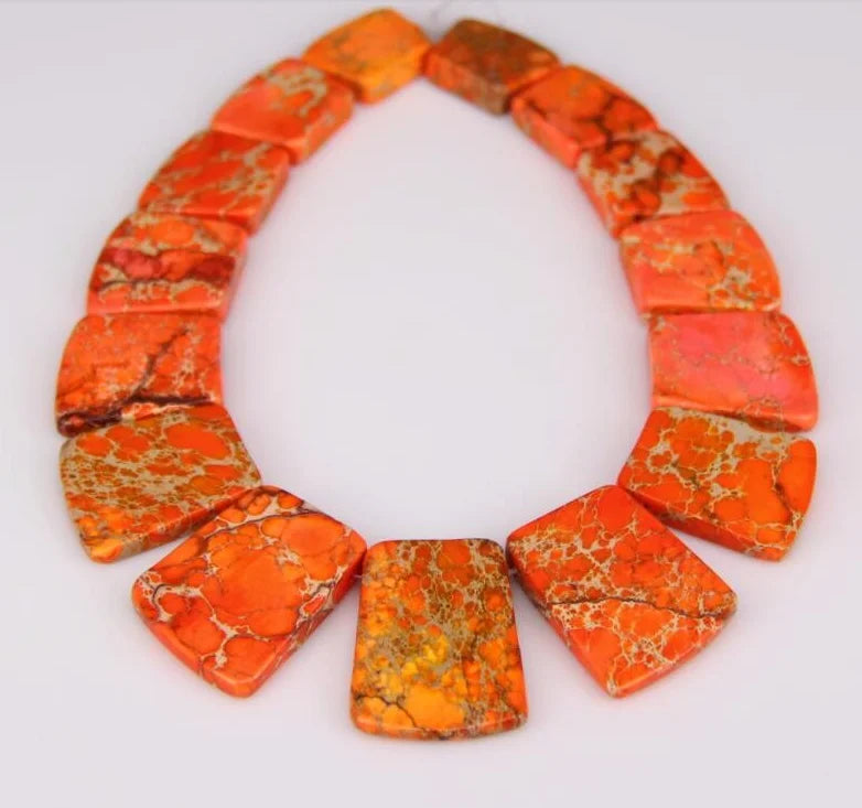 HQ Sea Sediment Stone Graduated Flat Square Bead Strand (17-35x25-28mm)