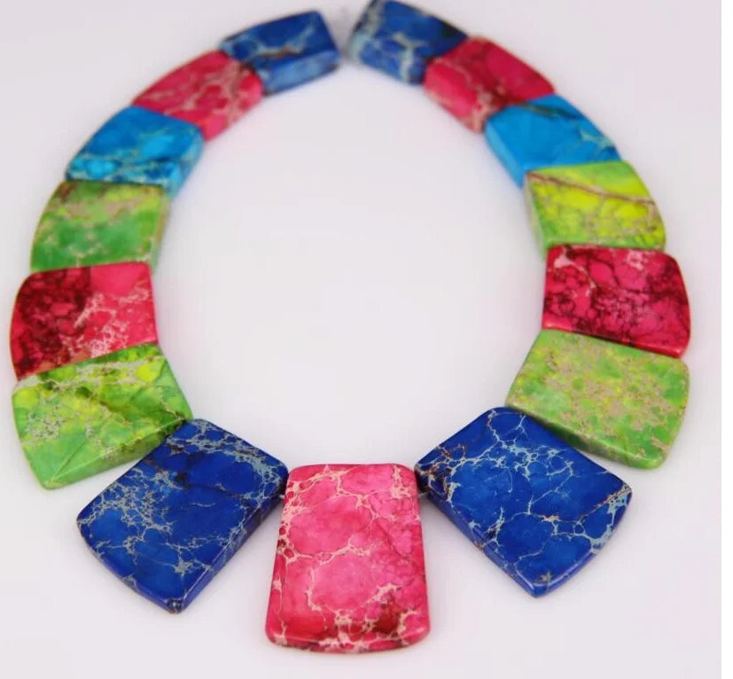 HQ Sea Sediment Stone Graduated Flat Square Bead Strand (17-35x25-28mm)