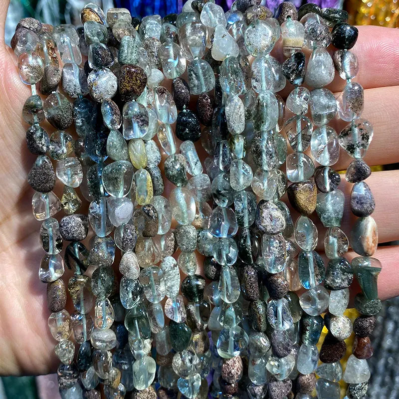 Red/green Phantom Garden Quartz Irregular Bead Strand