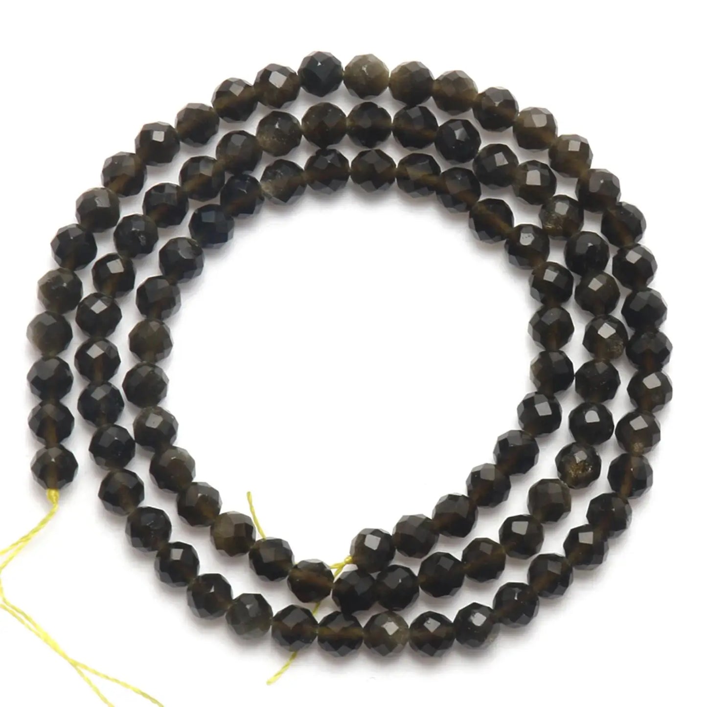 Faceted Gold Sheen Obsidian Bead Strand