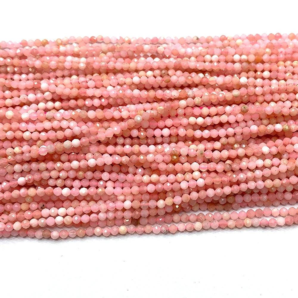 Natural Faceted Pink Opal Bead Strand
