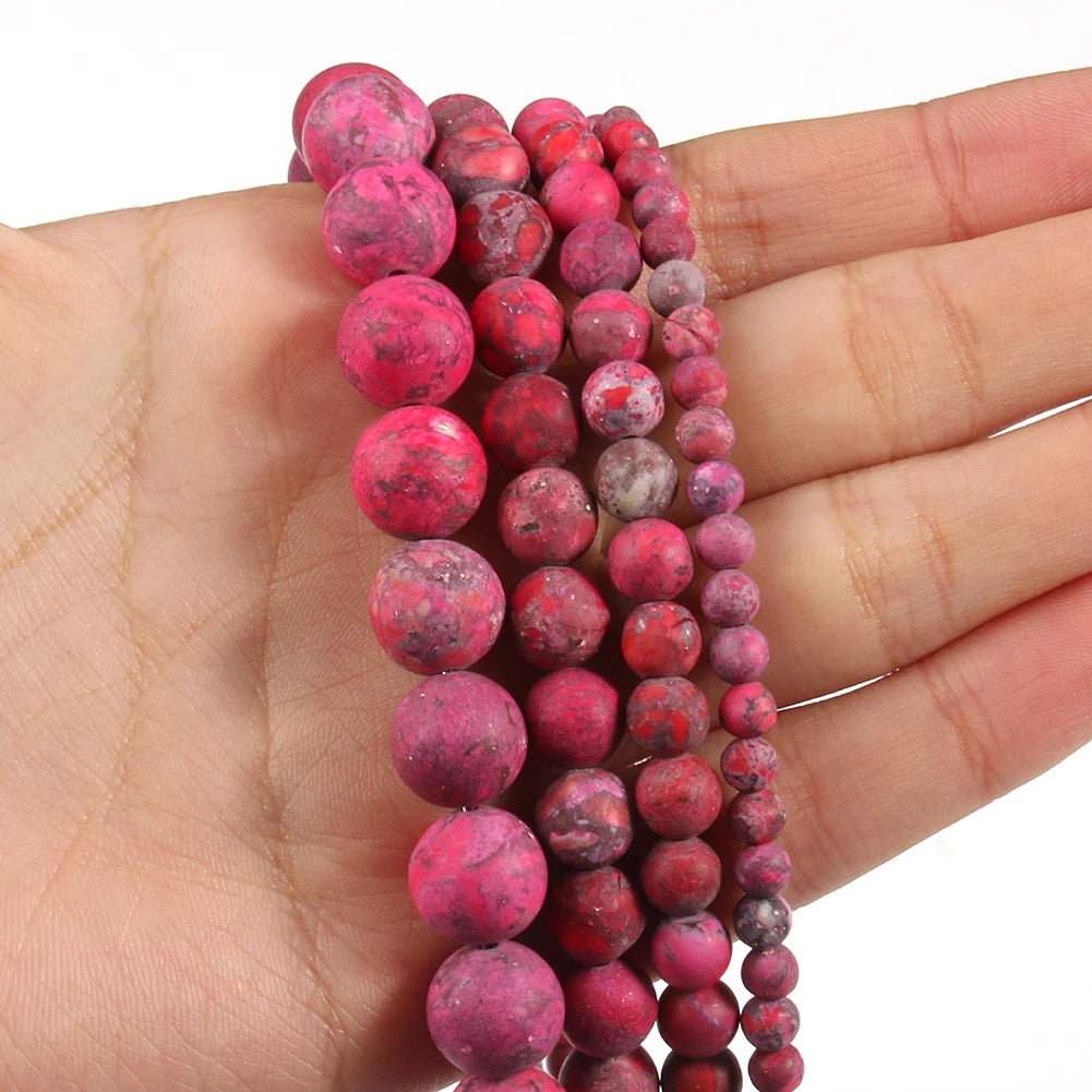 Dyed Matte Fuchsia Howlite Bead Strand