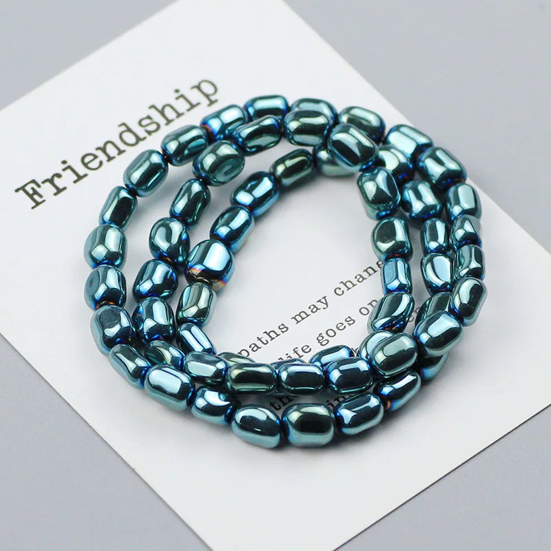 Black Hematite Irregular Barrel Magnetic Bead Strand