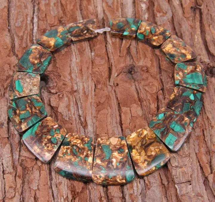 HQ Sea Sediment Stone Graduated Flat Square Bead Strand (17-35x25-28mm)