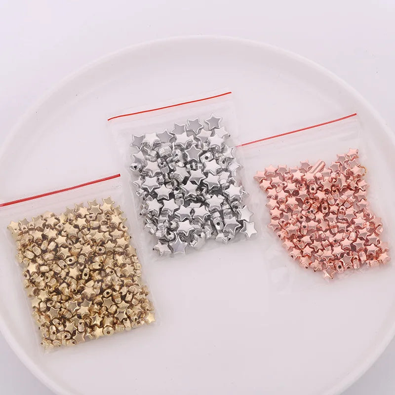 6mm Metallic Acrylic Mini Star Beads