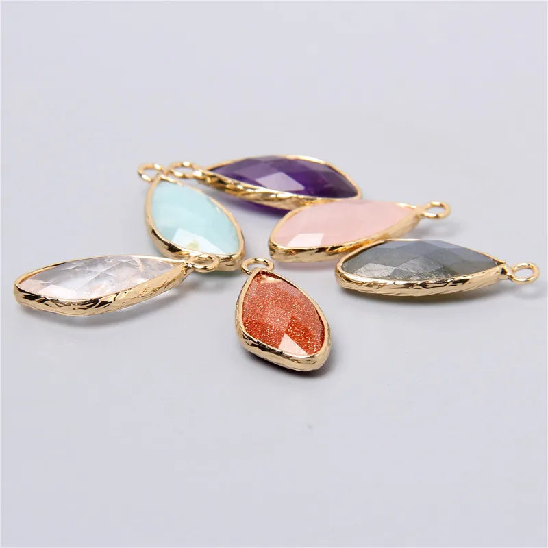 2 Pack Natural Stone Teardrop Pendant