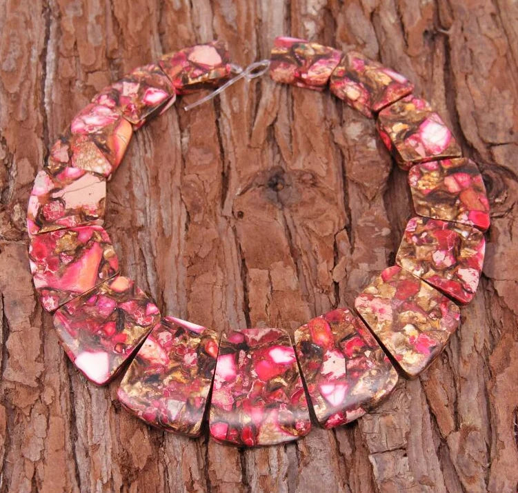 HQ Sea Sediment Stone Graduated Flat Square Bead Strand (17-35x25-28mm)
