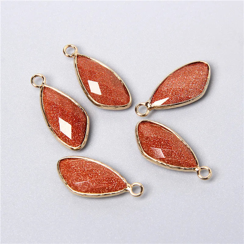 2 Pack Natural Stone Teardrop Pendant