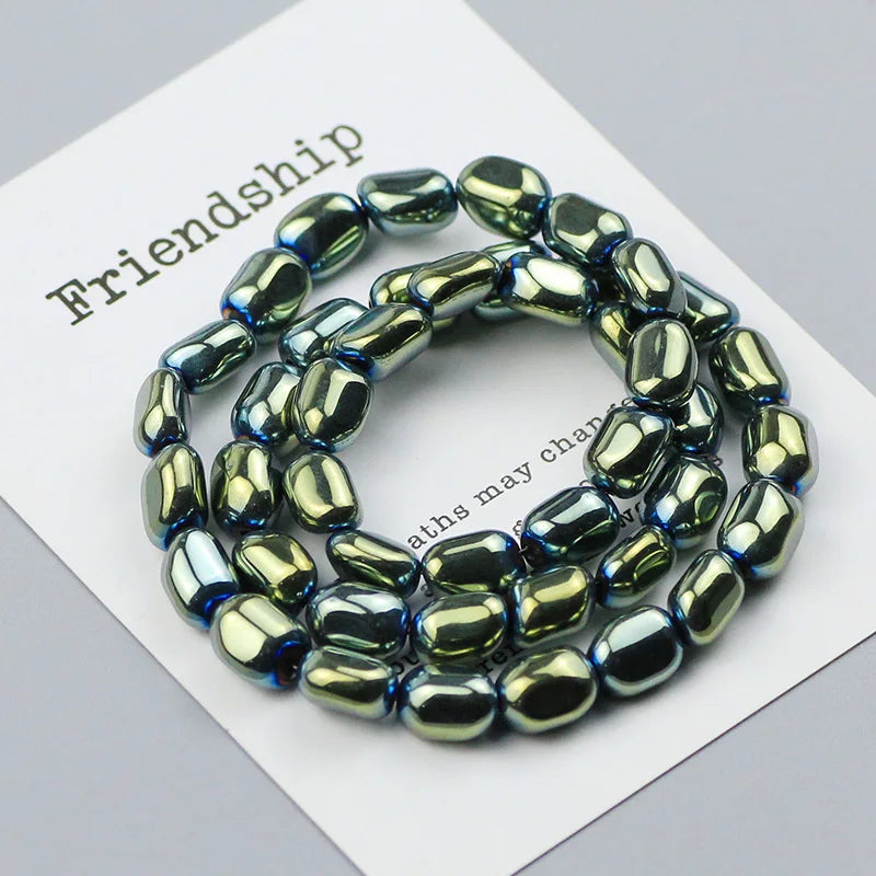 Black Hematite Irregular Barrel Magnetic Bead Strand