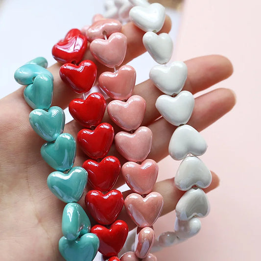 20pcs 15x13mm Heart Shape Ceramic Beads