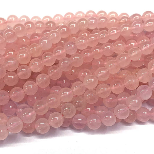Natural Pink Rose Quartz Round Bead Strand