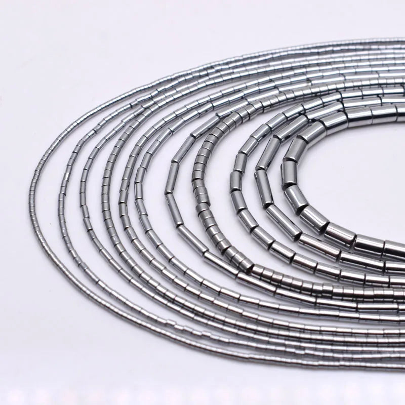 Natural Hematite Stone Barrel Spacer Bead Strand