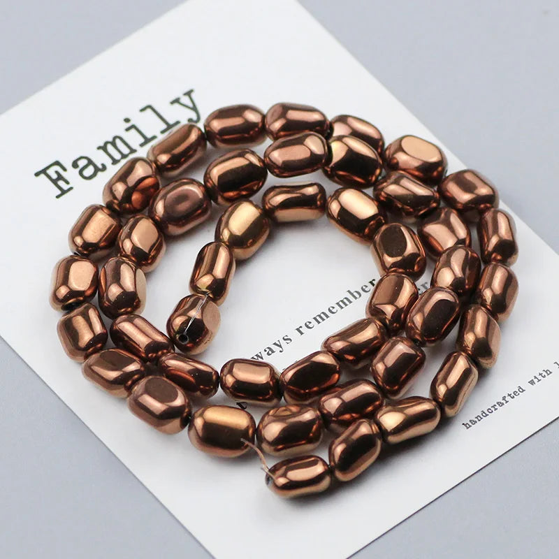 Black Hematite Irregular Barrel Magnetic Bead Strand