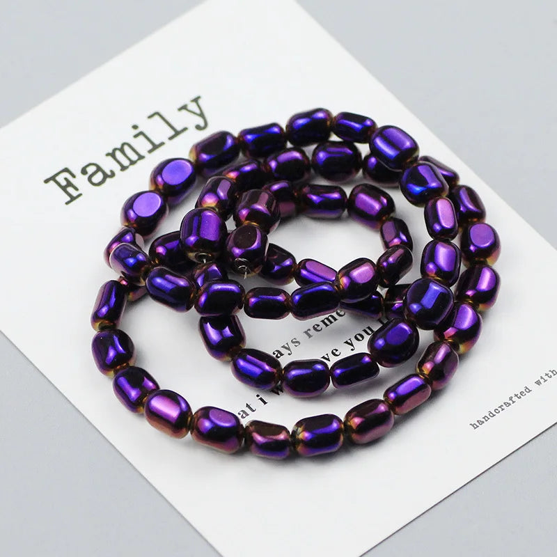 Black Hematite Irregular Barrel Magnetic Bead Strand