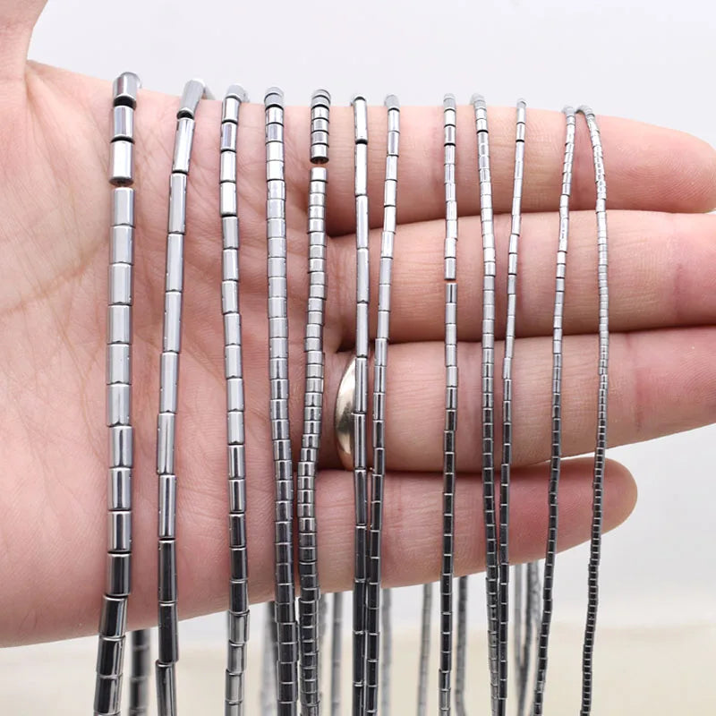 Natural Hematite Stone Barrel Spacer Bead Strand