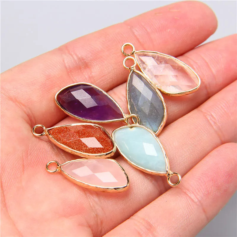 2 Pack Natural Stone Teardrop Pendant