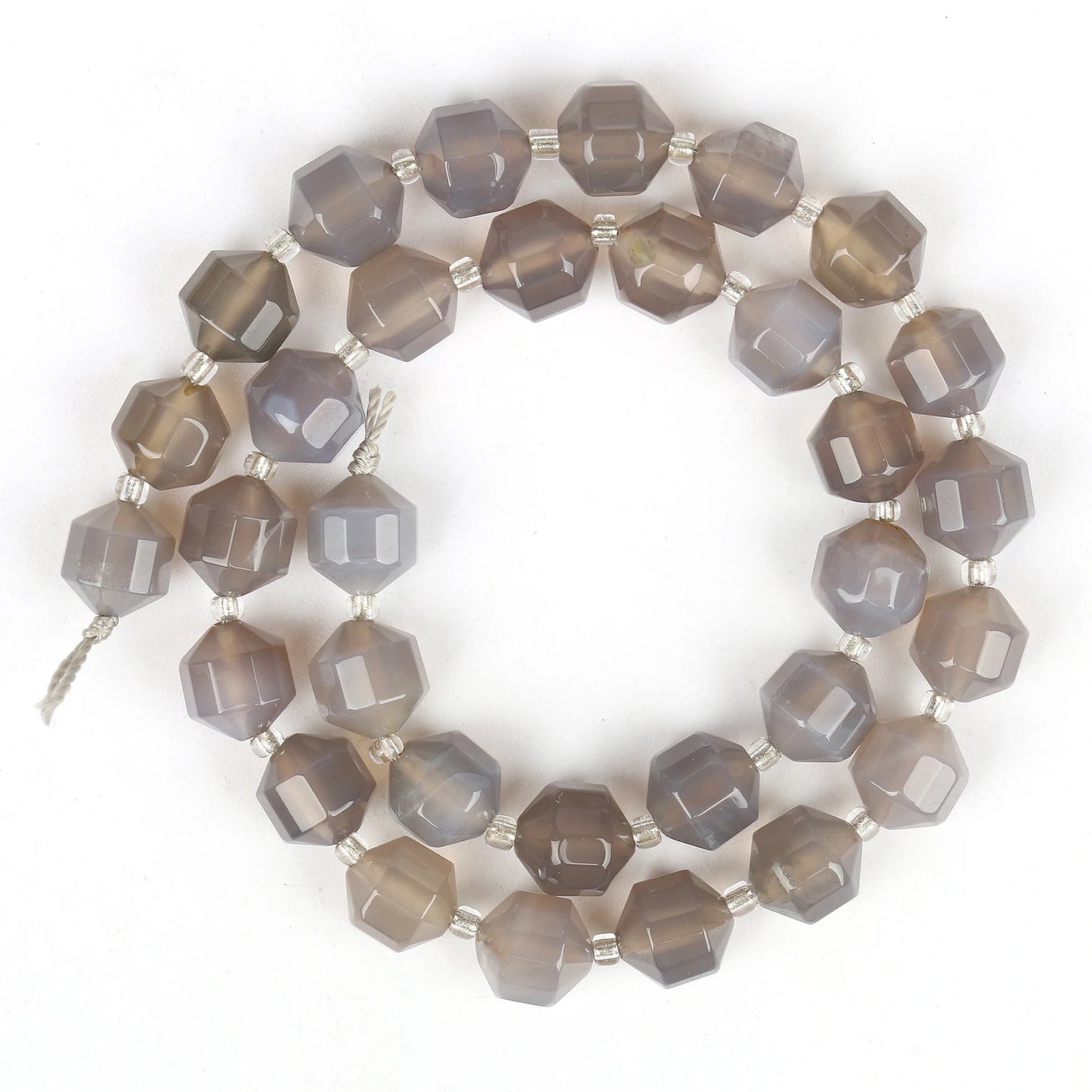 HQ Natural Gray Agate Olive Bead Strand
