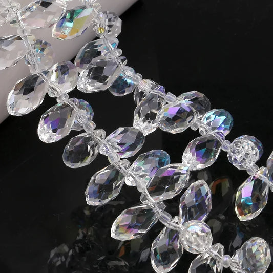 Clear AB Teardrop Glass Bead Strand
