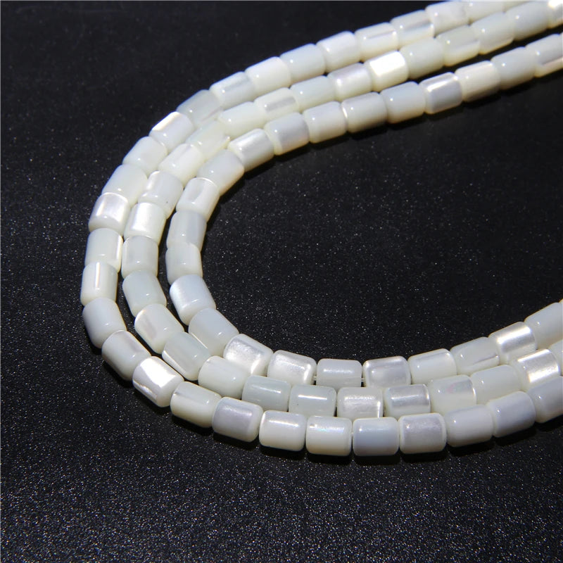 5x6mm Barrell Natural White Mother of Pearl Shell Beads