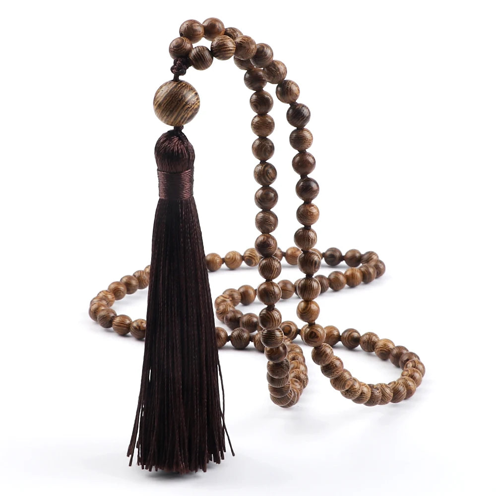 6/8mm Wooden Mala Beads Necklace