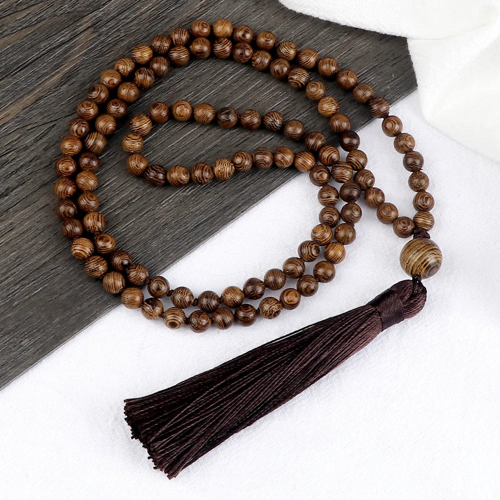6/8mm Wooden Mala Beads Necklace