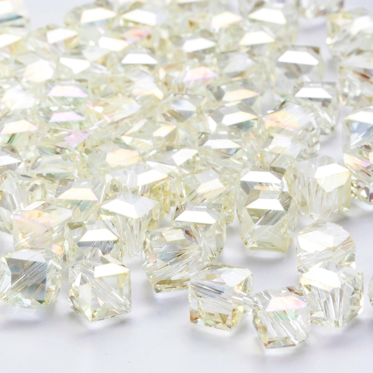 20Pcs Cube Glass AB Spacer Beads