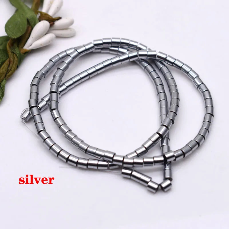 Natural Hematite Stone Barrel Spacer Bead Strand
