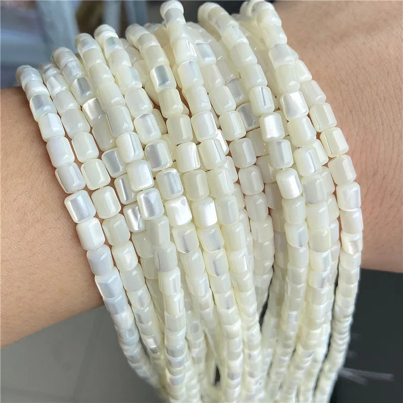5x6mm Barrell Natural White Mother of Pearl Shell Beads