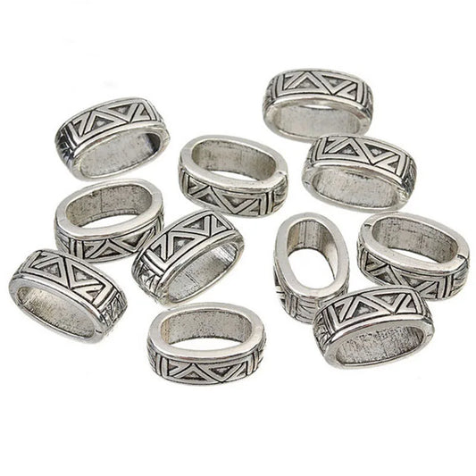 20pcs Antique Silver Metal Patterned Spacer Beads (11x6mm)